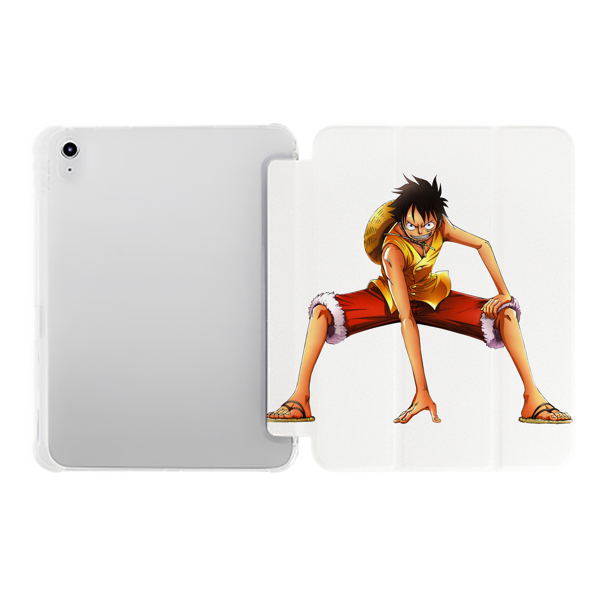 （画像用） ワンピース モンキー・D・ルフィ ONE PIECE Monkey D. Luffy IPad ケース ペン収納付き 三つ折りスタンド PUレザー×シリコン 対応機種9.5/10.5/10.9インチ